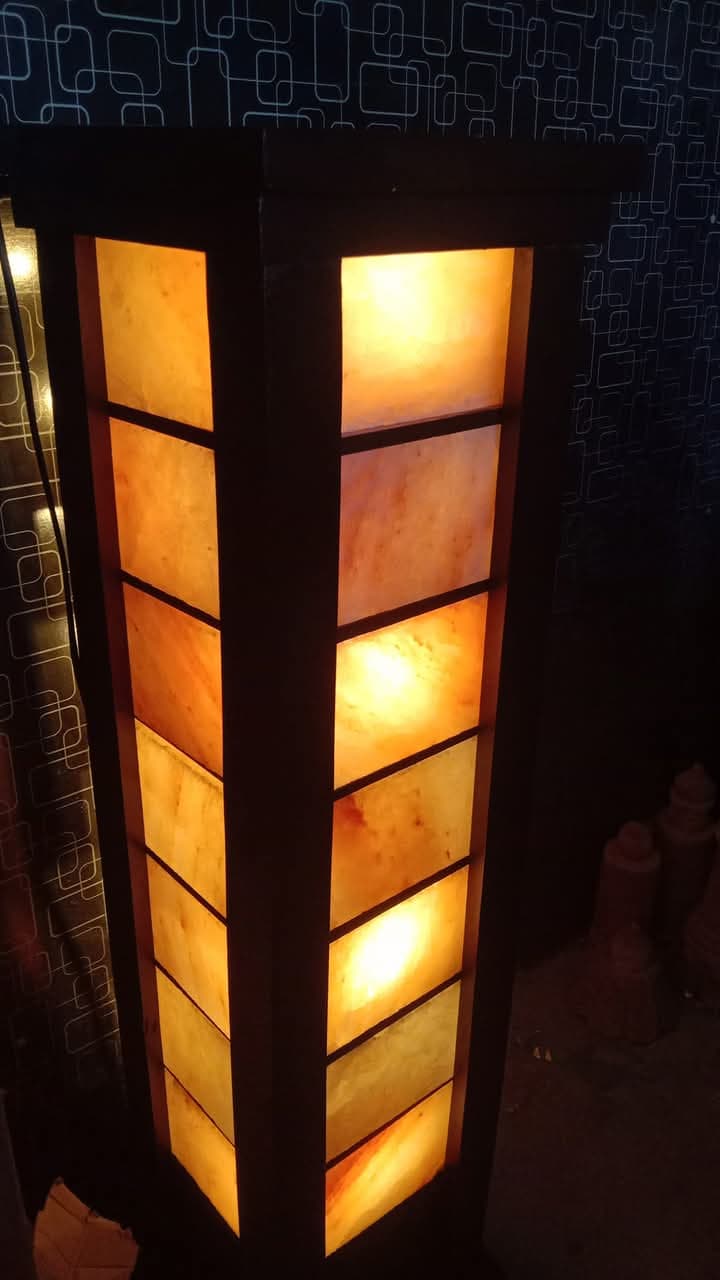 Himalayan salt wooden basket lamp