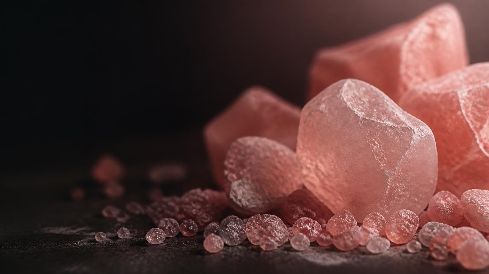Raw pink Himalayan salt crystals